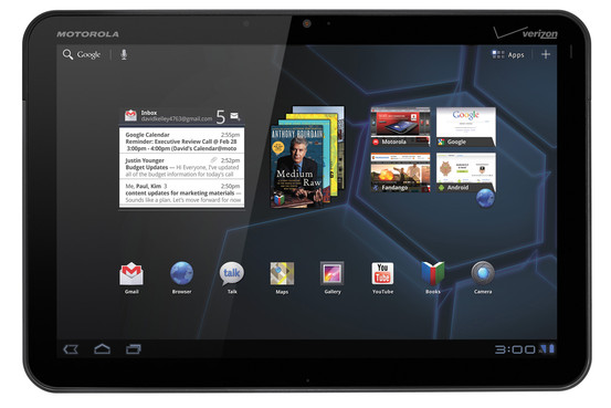 The Xoom’s screen is long and narrow, good for widescreen video.