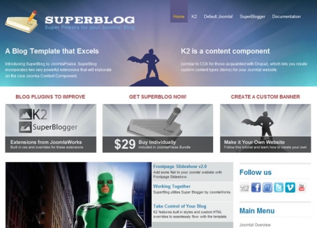 Joomla! K2, Superblogger Plugin, & Content Blog Template